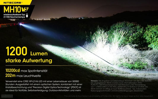 NITECORE MH10 V2 - 1200 LUMEN EDC TASCHENLAMPE SCHWARZ