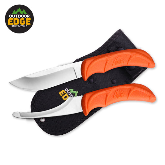 OUTDOOR EDGE MESSERSET JÄGER PAIR ORANGE MIT SCHEIDE