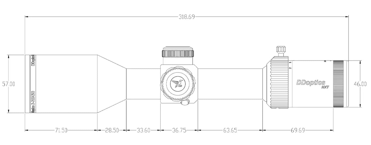 DDoptics Zielfernrohr V10 2-20x50 NXT MRAD | A4N |