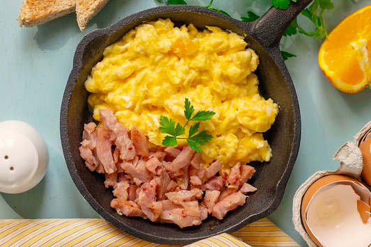 OUTDOOR NOTFALL NAHRUNG CREME-RÜHREI MIT SCHINKEN UND KÄSE