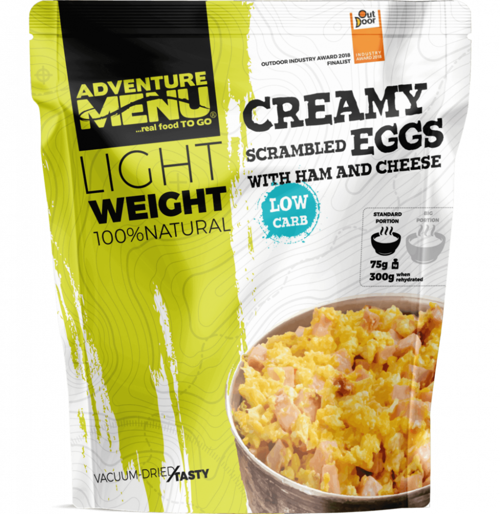 OUTDOOR NOTFALL NAHRUNG CREME-RÜHREI MIT SCHINKEN UND KÄSE