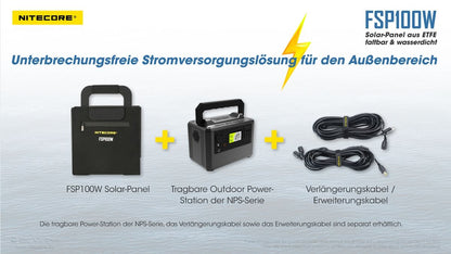 NITECORE OUTDOOR, SURVIVAL SOLARPANEL FSP100W IPX5- 100W