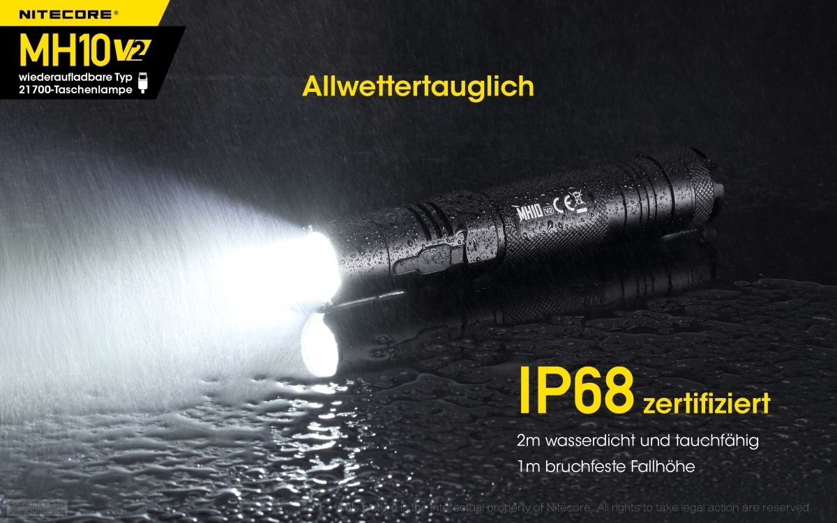 NITECORE MH10 V2 - 1200 LUMEN EDC TASCHENLAMPE SCHWARZ