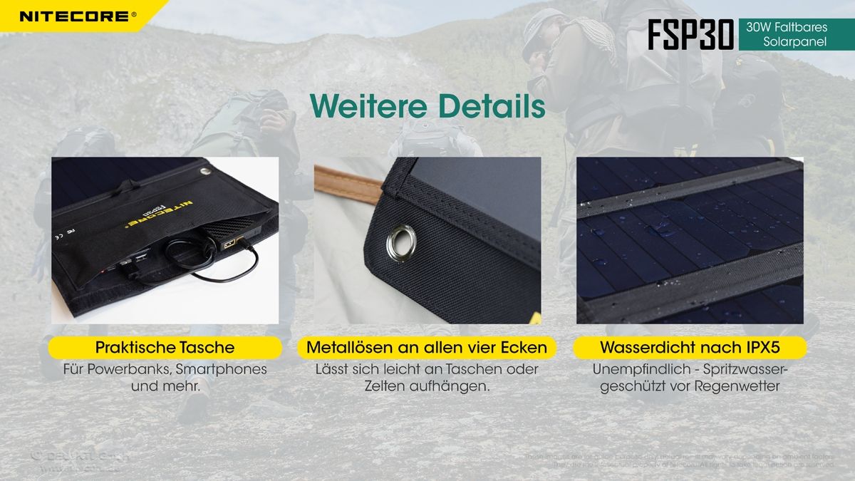 NITECORE OUTDOOR, SURVIVAL SOLARPANEL FSP30 - 30W