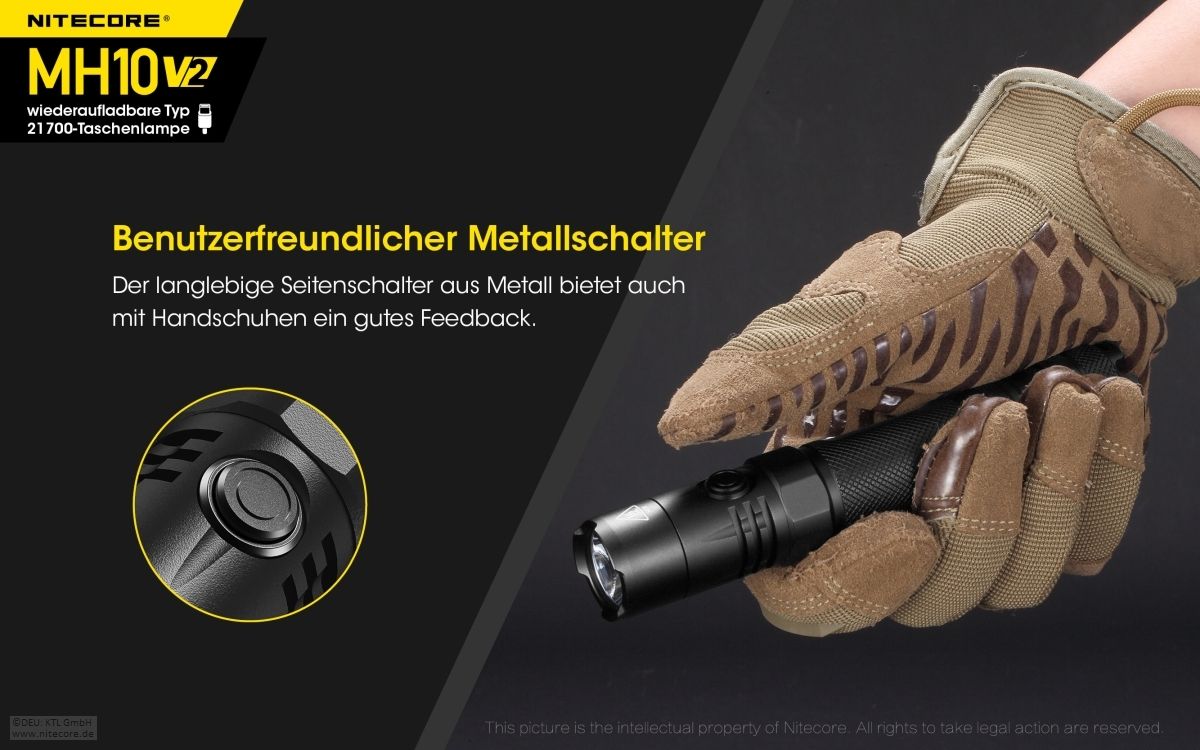 NITECORE MH10 V2 - 1200 LUMEN EDC TASCHENLAMPE SCHWARZ