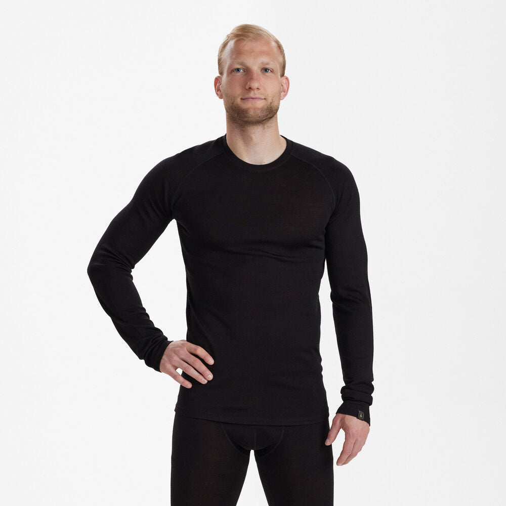 DEERHUNTER QUINN MERINO UNTERHEMD BLACK OAK
