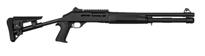 TETRA ARMS T412 Halb. Auto. Flinte, 12/76. 7+1,Schwarz, Taktischer Schubschaft