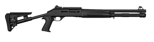 TETRA ARMS T412 Halb. Auto. Flinte, 12/76. 7+1,Schwarz, Taktischer Schubschaft