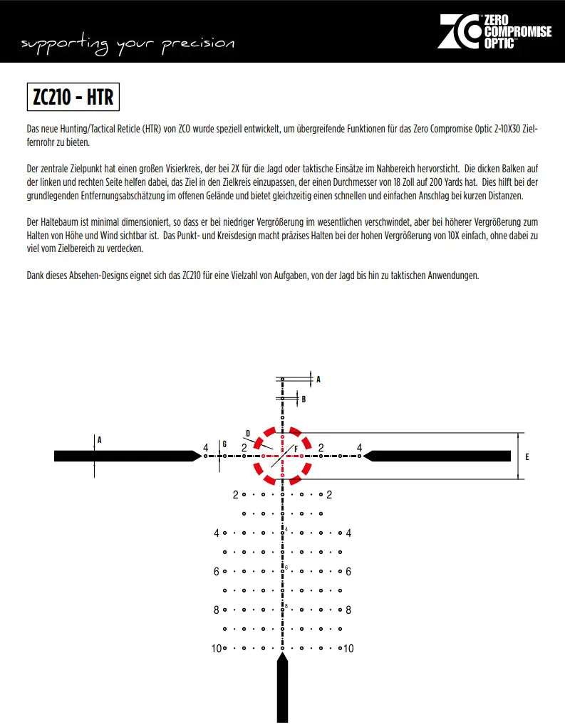 ZERO COMPROMISE ZIELFERNROHR ZC210 2-10x30