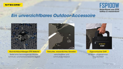 NITECORE OUTDOOR, SURVIVAL SOLARPANEL FSP100W IPX5- 100W