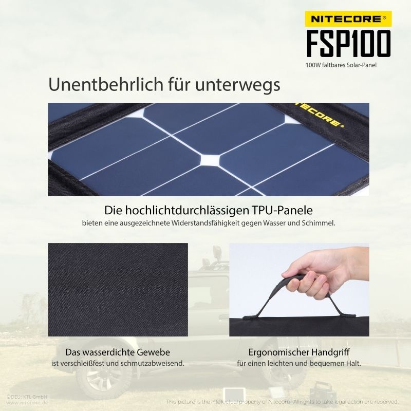 NITECORE OUTDOOR, SURVIVAL SOLARPANEL FSP100 - 100W