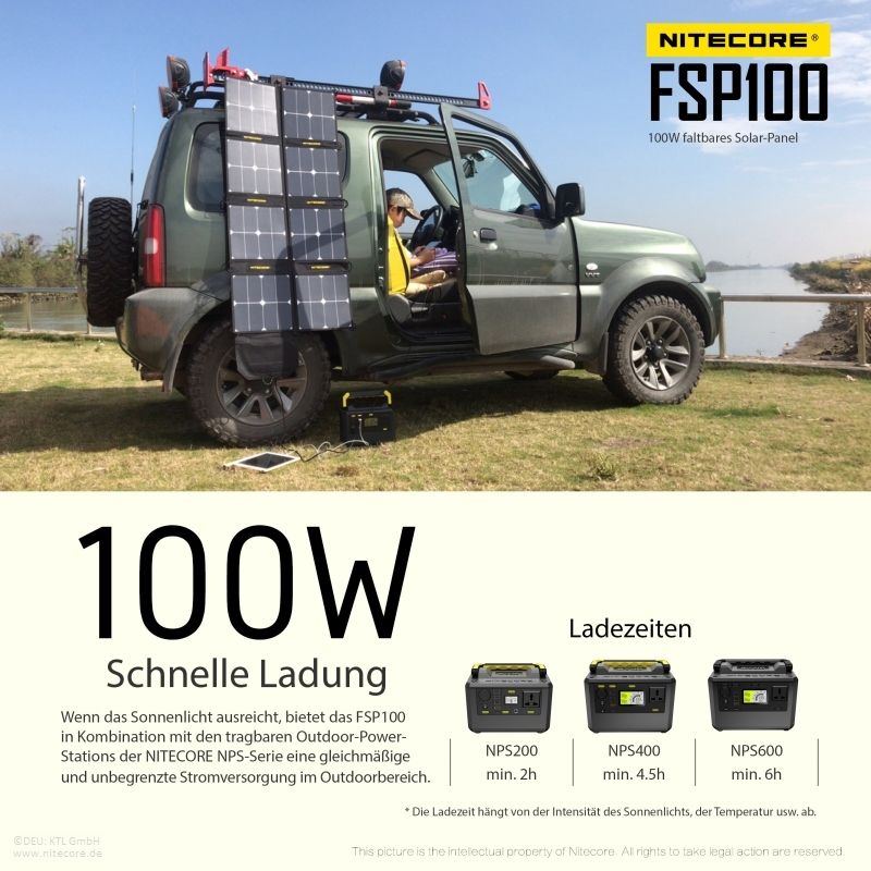 NITECORE OUTDOOR, SURVIVAL SOLARPANEL FSP100 - 100W