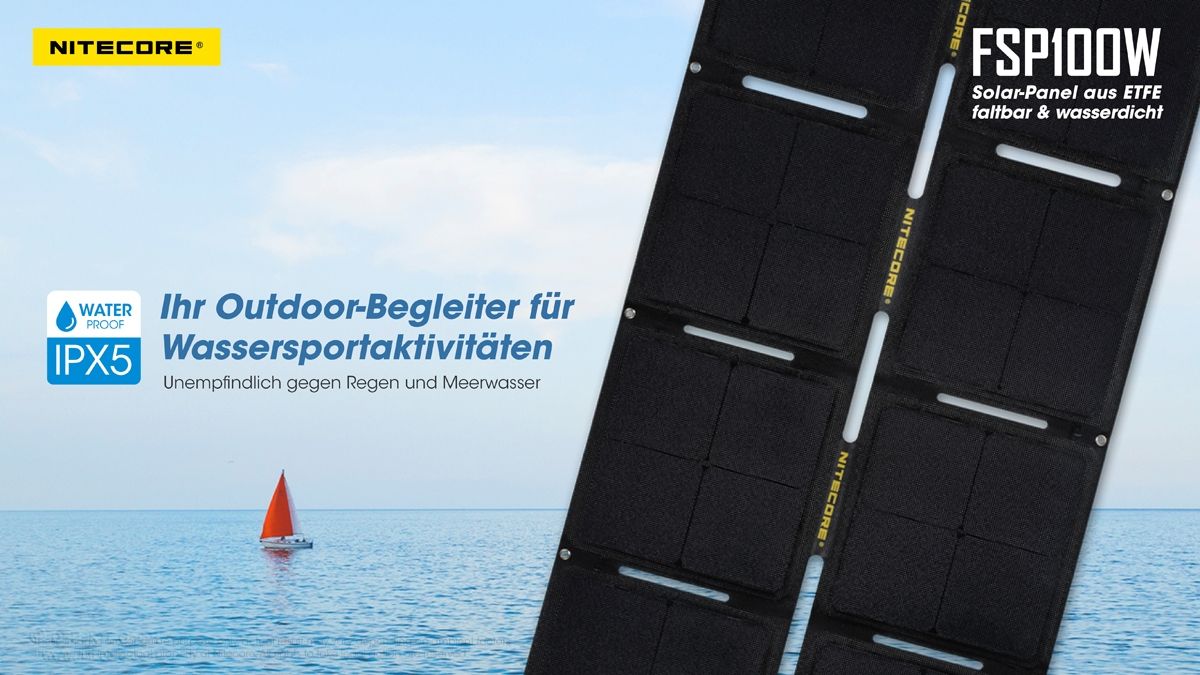 NITECORE OUTDOOR, SURVIVAL SOLARPANEL FSP100W IPX5- 100W