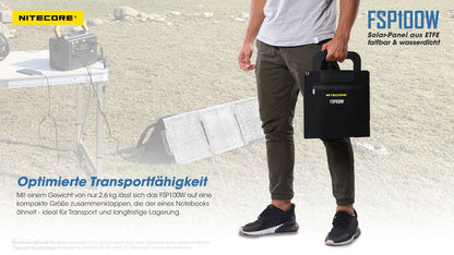 NITECORE OUTDOOR, SURVIVAL SOLARPANEL FSP100W IPX5- 100W