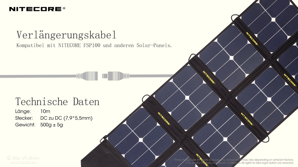 NITECORE VERLÄNGERUNGSKABEL FÜR SONALPANEL - 10M
