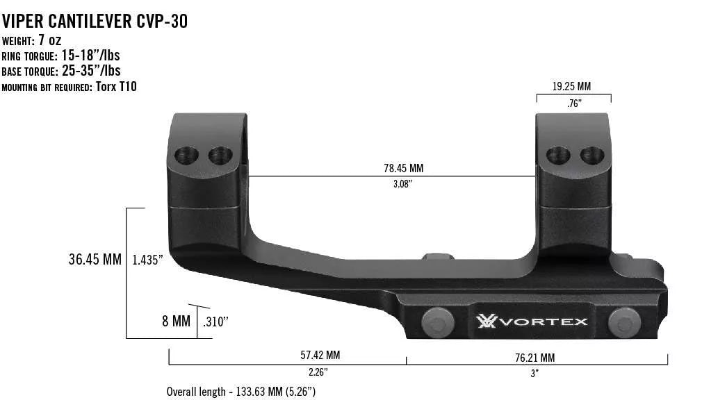 VORTEX PRO CANTILEVER MONTAGE 30MM