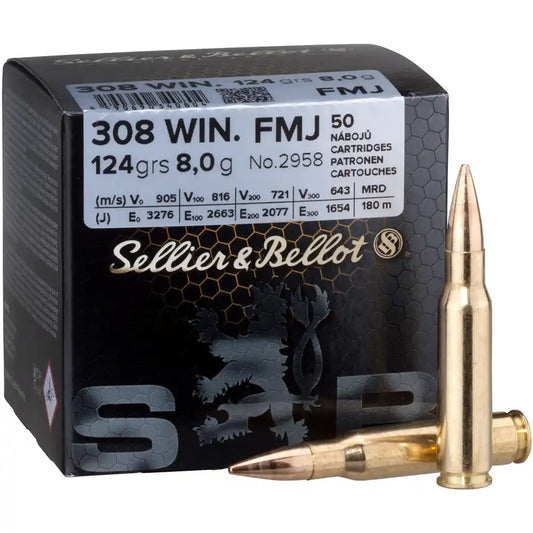 SELLIER & BELLOT VOLLMANTEL SPORT MUNITION .308 WIN 124GR